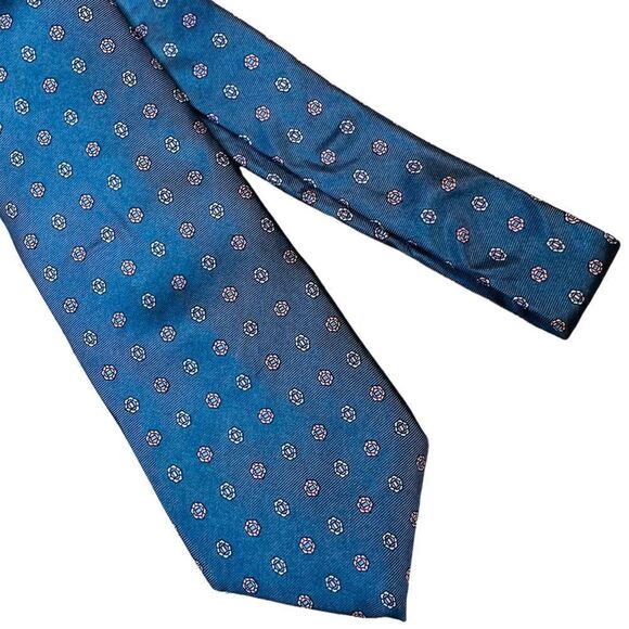 Vintage Blue and pink Piero Como Italian Silk Neck Tie - Picture 2 of 5